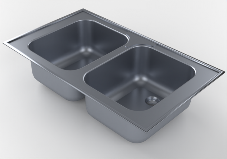 3D Sinks - Countersunk double basin 86x50cm - ACCA software