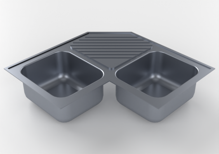 3D Sinks - Countersunk double basin 83x83cm - ACCA software