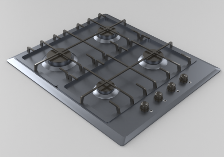 3D Electrical Appliances - Kitchen Top with four burners...