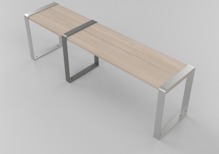 Bancos y Macetas 3D - Banco de madera y metal - ACCA...