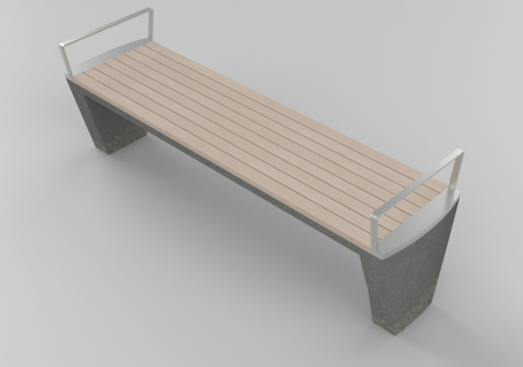 Bancos 3D - Banco de concreto com assento de madeira - ACCA...