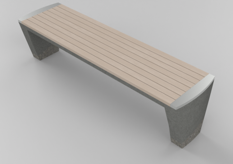 Panchine e Fioriere 3D - Panchina in cemento con seduta in...