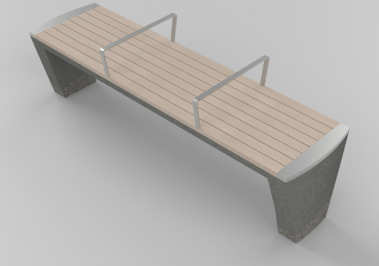 Bancos y Macetas 3D - Banco en hormigón con asiento en...