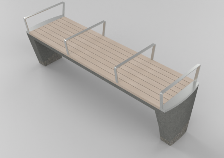 Panchine e Fioriere 3D - Panchina in cemento con seduta in...