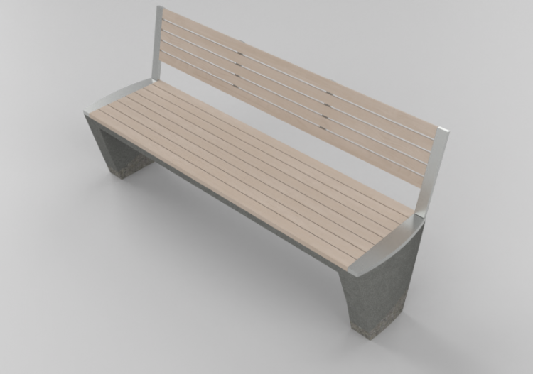 Bancs 3D - Banc en béton avec assise en bois - ACCA...