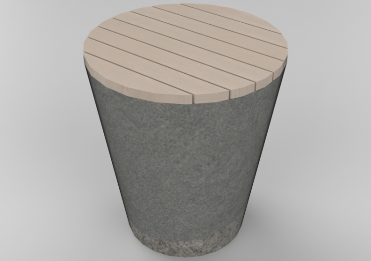 Bancs 3D - Banc en béton avec assise en bois - ACCA...