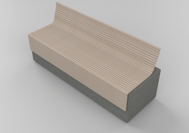 Bancos y Macetas 3D - Banco en hormigón con asiento en...