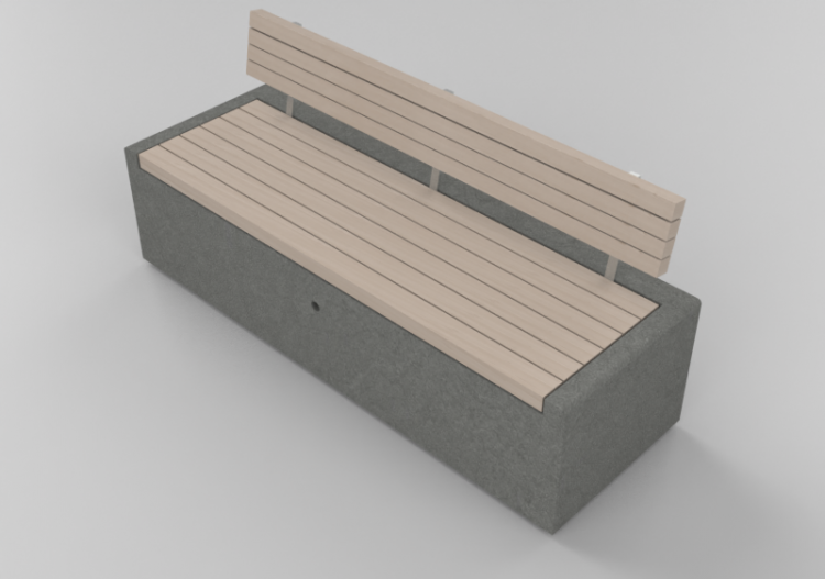 Bancos 3D - Banco de concreto com assento de madeira - ACCA...