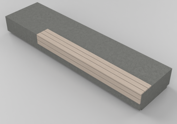 Bancos 3D - Banco de concreto com assento de madeira - ACCA...