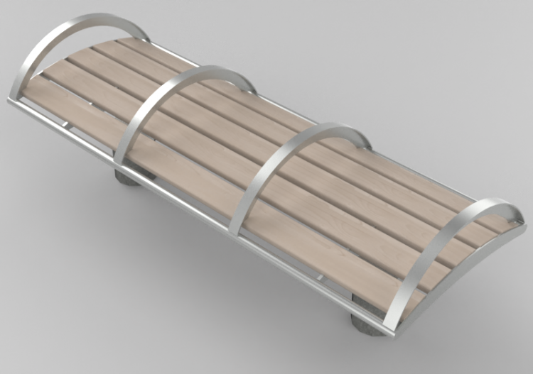 Benches and Planters 3D - Metal and wooden bench - ACCA...