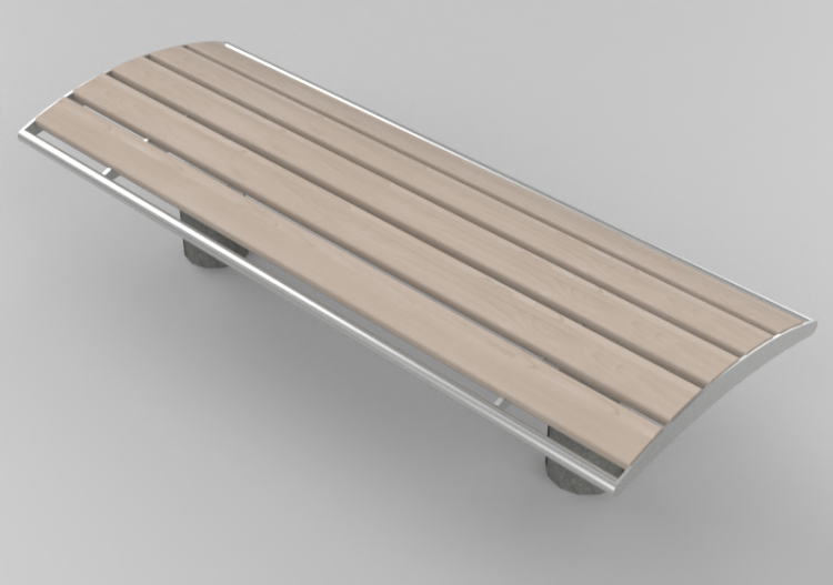 3D Sitzbänke und Pflanzengefäße - Sitzbank aus Holz und...