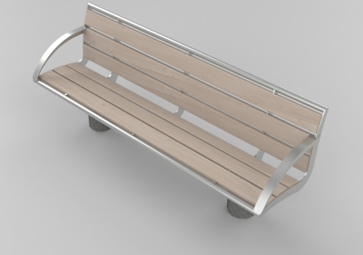 3D Sitzbänke und Pflanzengefäße - Sitzbank aus Holz und...
