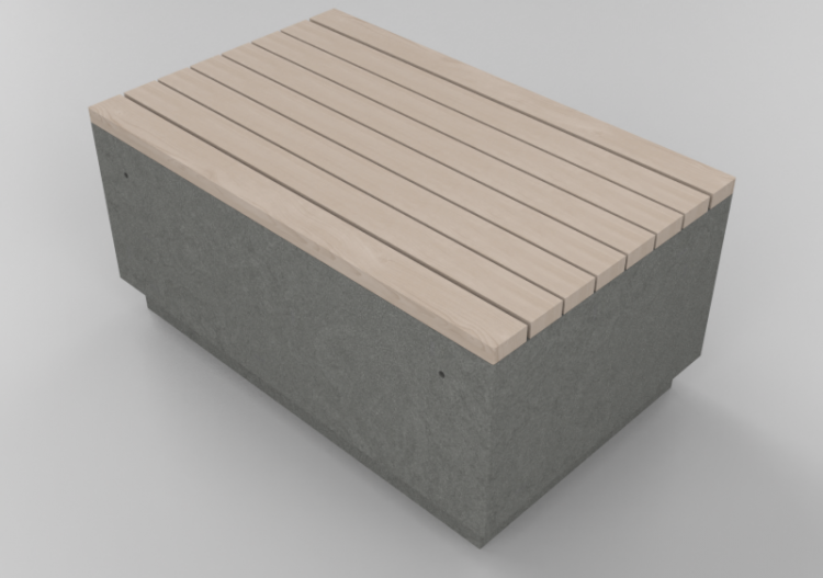 Bancos 3D - Banco de concreto com assento de madeira - ACCA...