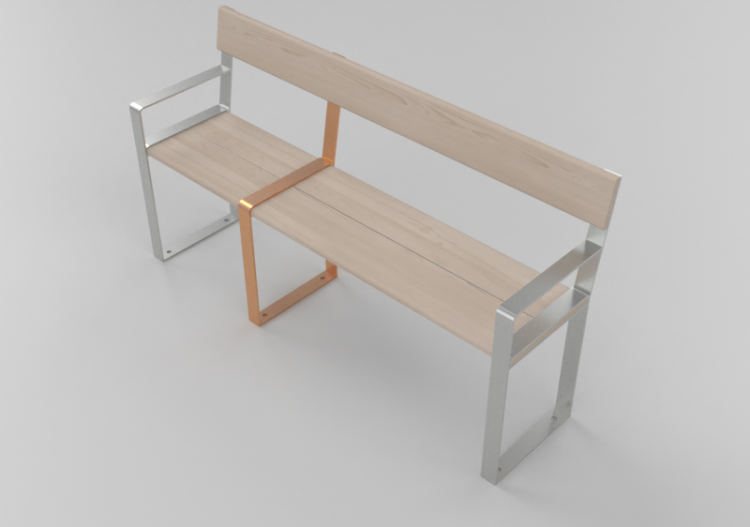 3D Sitzbänke und Pflanzengefäße - Sitzbank aus Holz und...