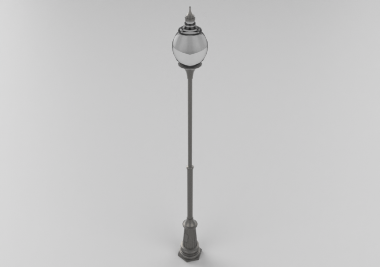 3D Street Lights - Steel lamppost with single light -...