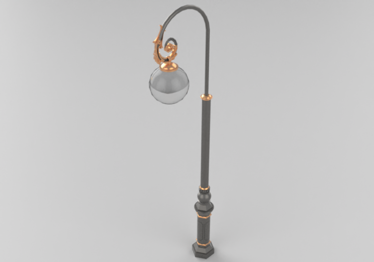3D Street Lights - Steel lamppost with single light -...
