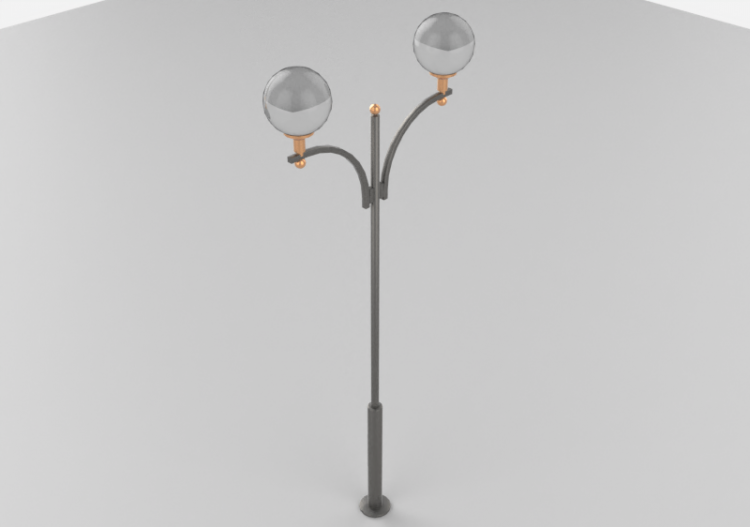 Réverbères routiers 3D - Réverbère avec deux lampes -...
