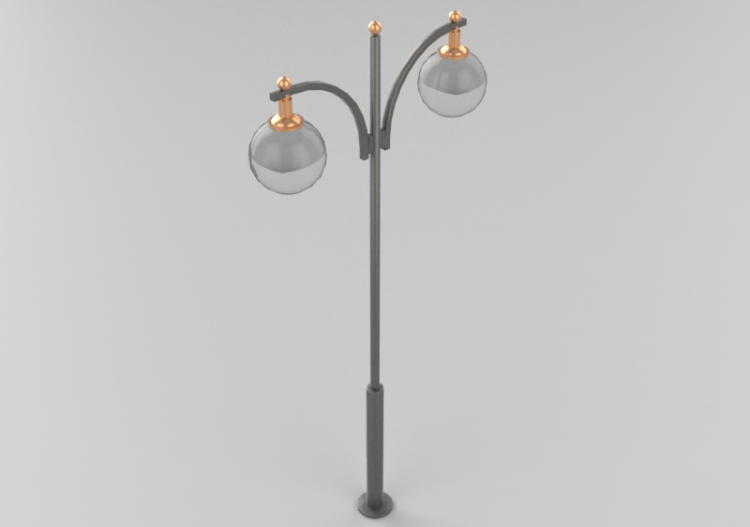 3D Street Lights - Steel lamppost with two lights - Hobbyka...