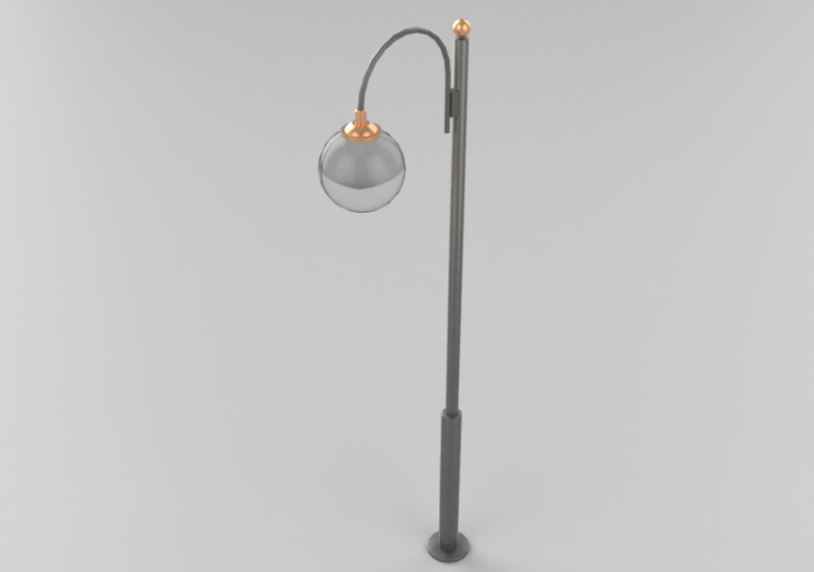 3D Street Lights - Steel lamppost with single light -...