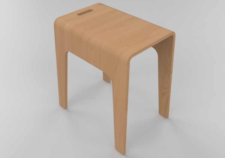 3D Stühle - Niedriger Holzhocker - Bla Station – Bimbo 060...