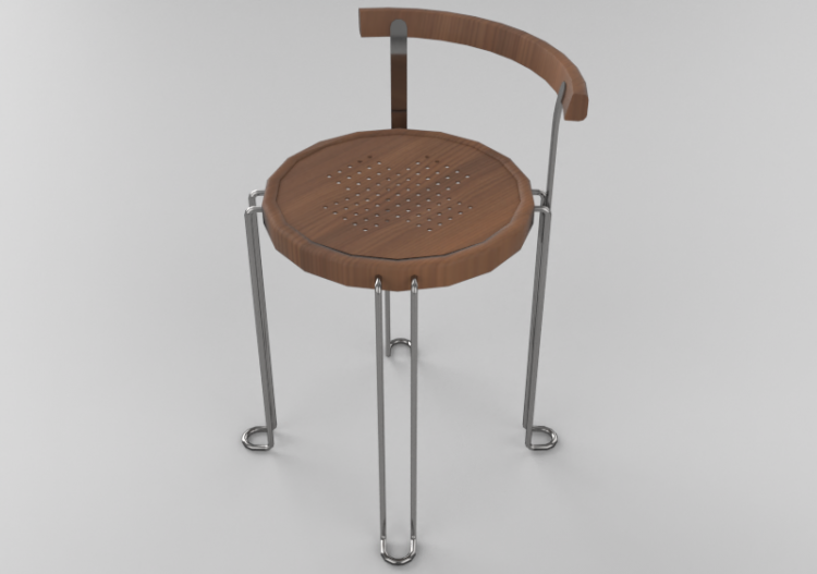 椅子 - Low metallic stool - Bla Station – B4 - ACCA software
