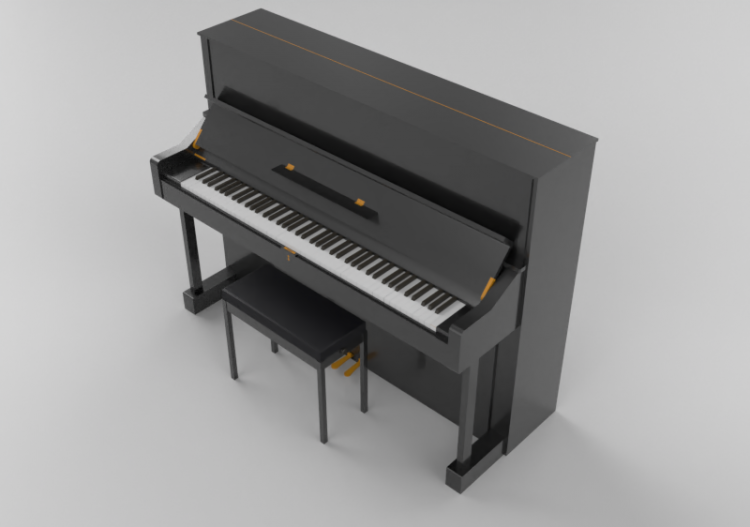 3D Musikinstrumente - Vertikales Klavier - ACCA software