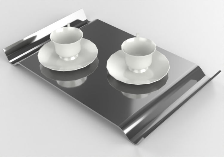 Louças e talheres 3D - Bandeja com xícaras - ACCA software