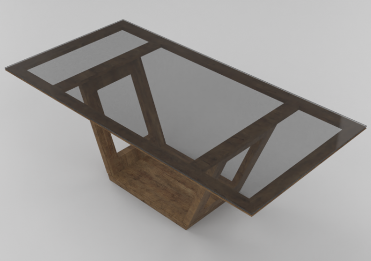 3D Tisch - Holztisch mit gehärteter Glasplatte - Sierra -...