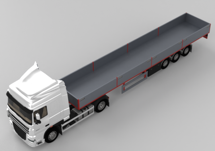 Automóviles y Autobuses 3D - Tractor de carretera con caja...