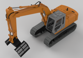 3D Building Site Machinery - Excavator with Hydraulic Clamp