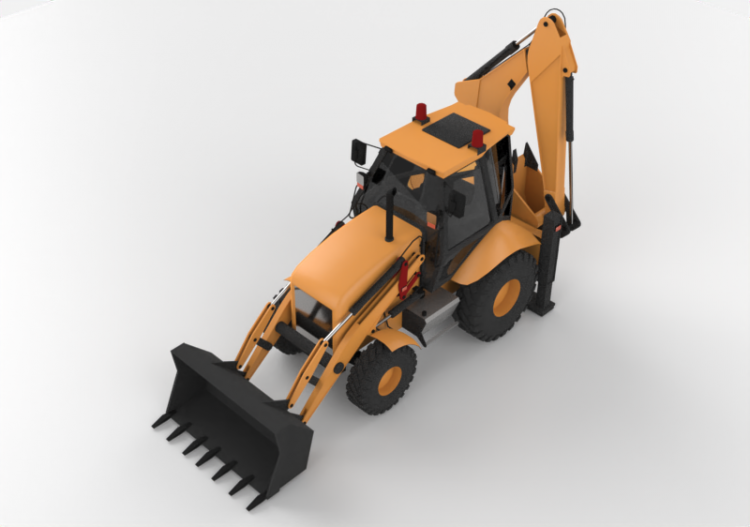 3D Baumaschinen - Baggerlader auf Rädern - ACCA software