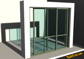 3D Tür/Fenster - porte scorrevoli due ante tutto vetro palladio