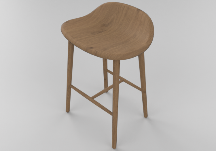 Sillas 3D - Taburete para bar de madera maciza de roble -...