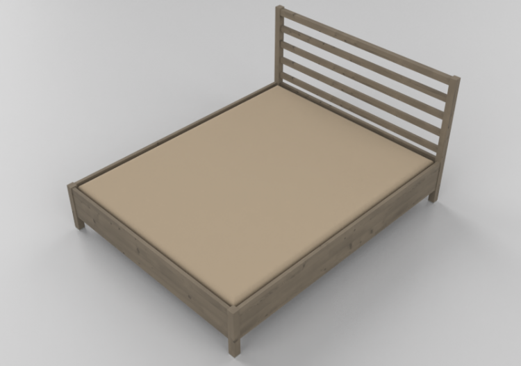 Beds and Side Cabinets 3D - Solid birch kingsize bed -...