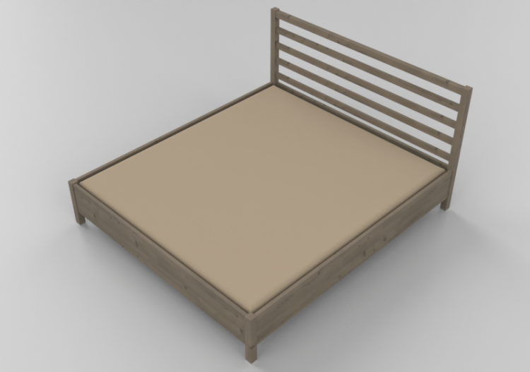 Beds and Side Cabinets 3D - Solid birch kingsize bed -...