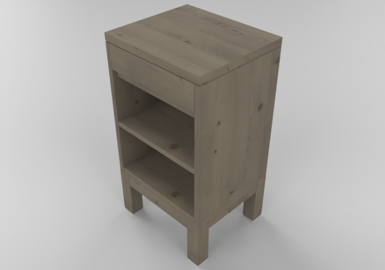 3D Betten und Nachttische - Nachttisch aus Massivholz Birke...