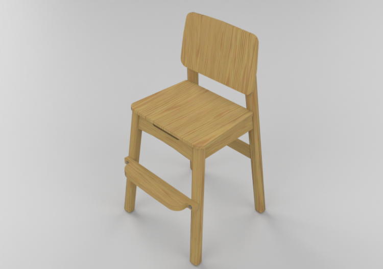 Cadeira 3D - Banqueta de madeira - Lekolar - 89500 - ACCA...