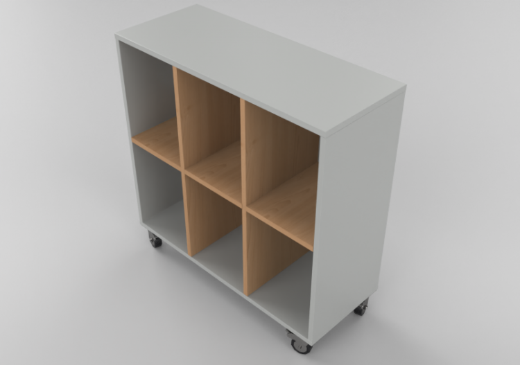 3D Bücherregal und Behälter - Bücherregal mit Rädern -...