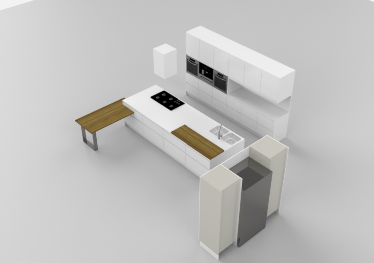 Cozinhas 3D - Cozinha completa de eletrodomésticos - Witt -...