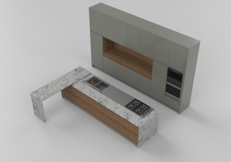 Cozinhas 3D - Cozinha completa de eletrodomésticos - Witt -...