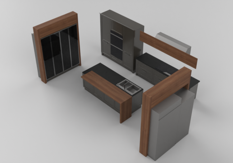 Cozinhas 3D - Cozinha completa de eletrodomésticos - Witt -...