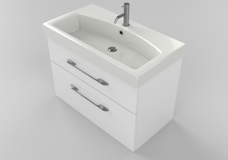 3D Möbel - Waschbecken mit Unterschrank und Wasserhahn -...