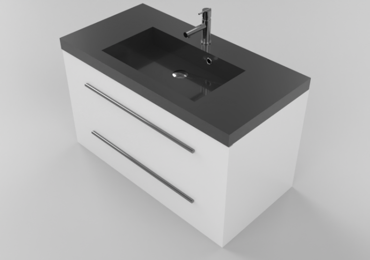 3D Möbel - Waschbecken mit Unterschrank und Wasserhahn -...