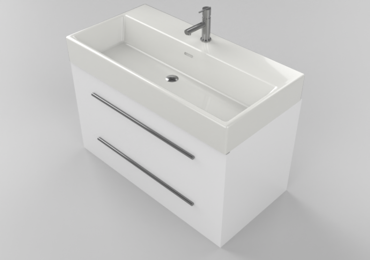 3D Möbel - Waschbecken mit Unterschrank und Wasserhahn -...