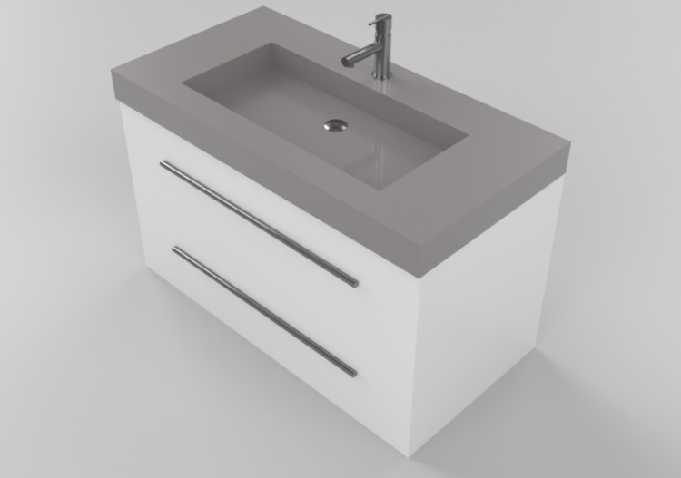 3D Möbel - Waschbecken mit Unterschrank und Wasserhahn -...