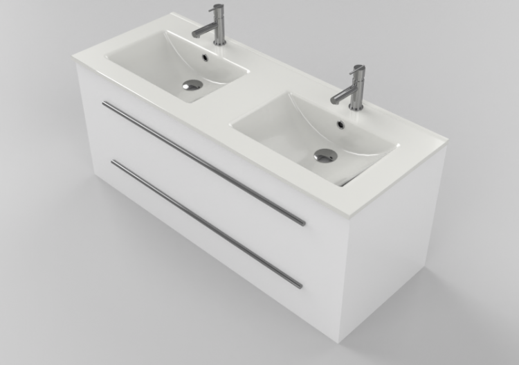 Meubles 3D - Meuble avec lavabo et deux robinets - Dekker –...
