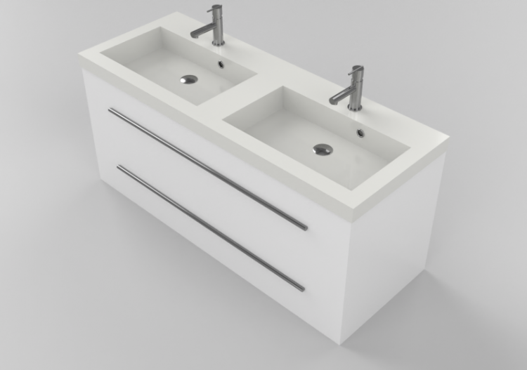 Meubles 3D - Meuble avec lavabo et deux robinets - Dekker –...