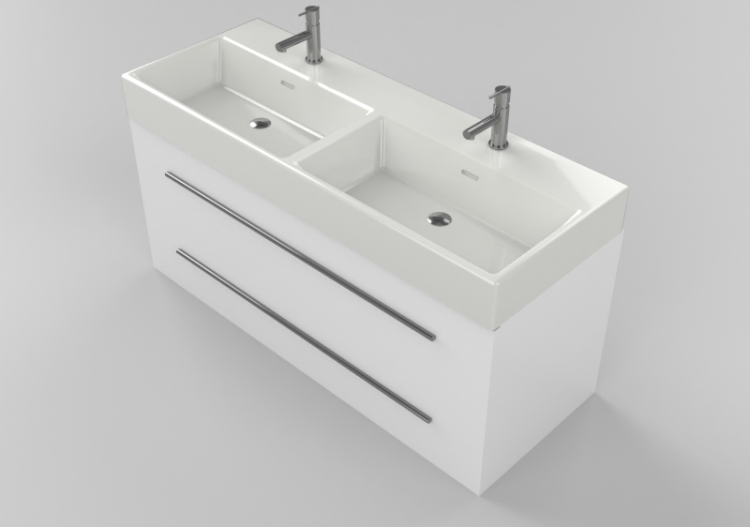 Meubles 3D - Meuble avec lavabo et deux robinets - Dekker –...