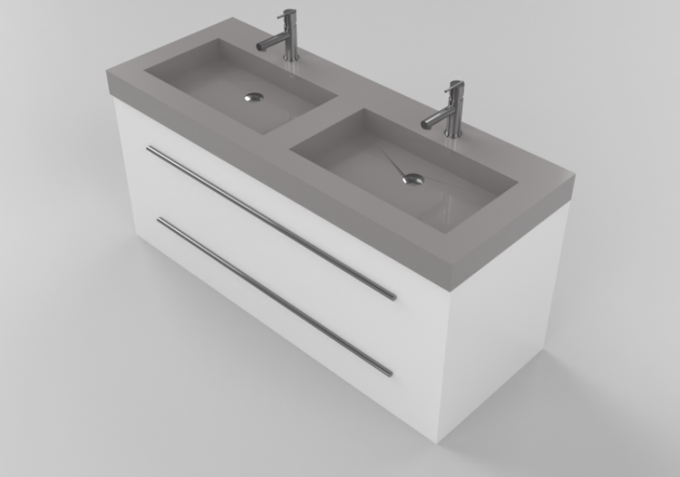 Meubles 3D - Meuble avec lavabo et deux robinets - Dekker –...