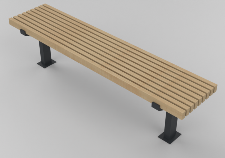 3D Sitzbänke und Pflanzengefäße - Holzbank - Nola - Luma...